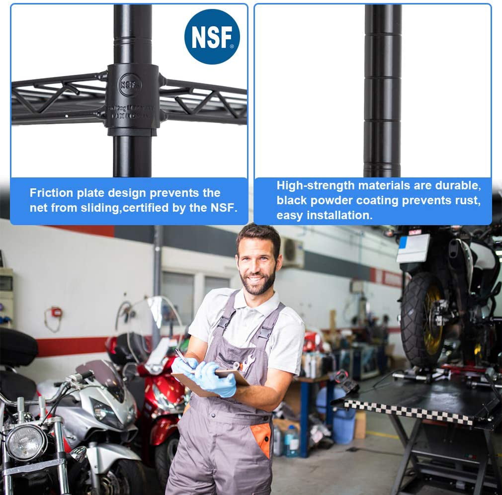 BestOffice 5 Tier Wire Shelving Unit  1250lb Capacity Black