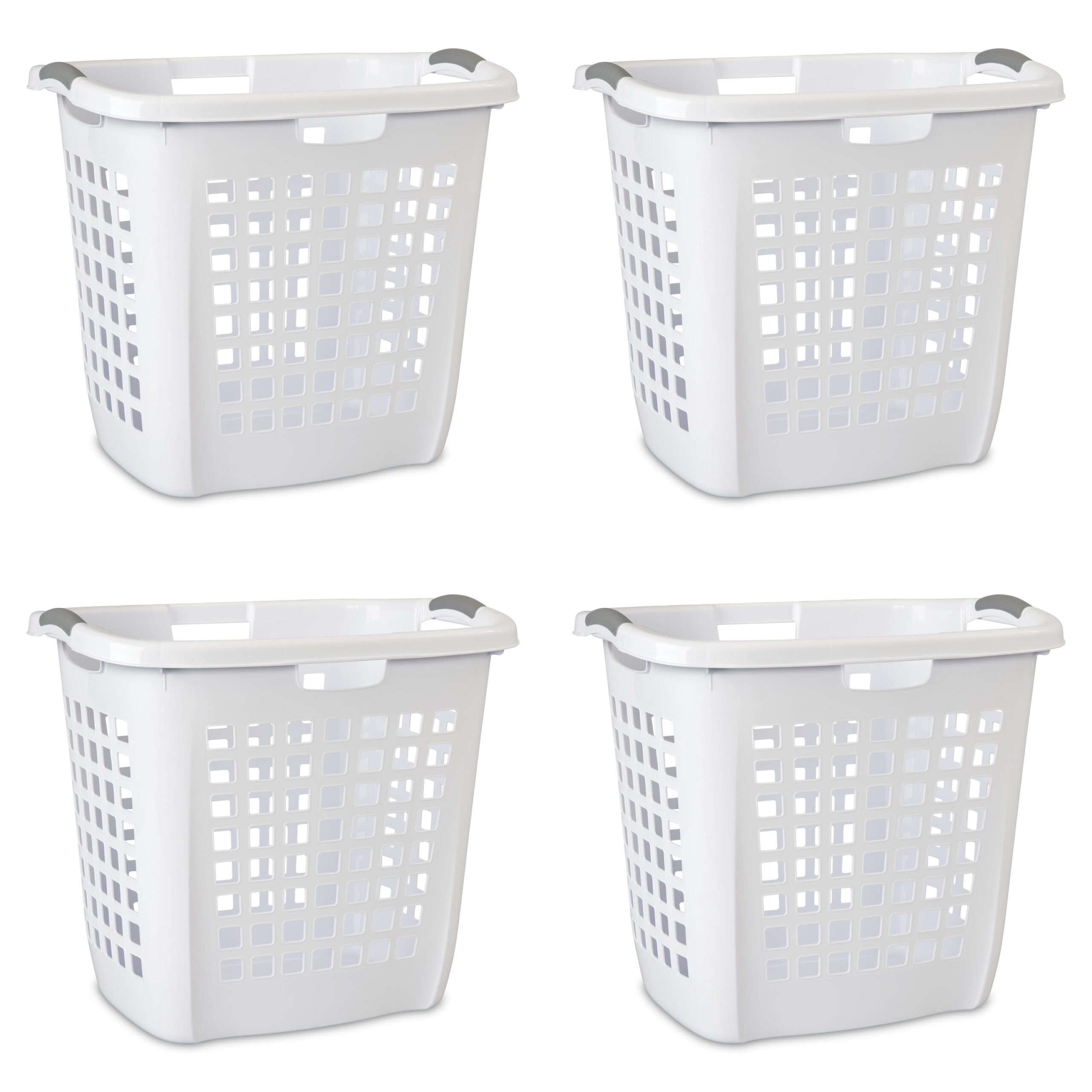 Sterilite Ultra™ Easy Carry Plastic Laundry Hamper. White. Set of 4