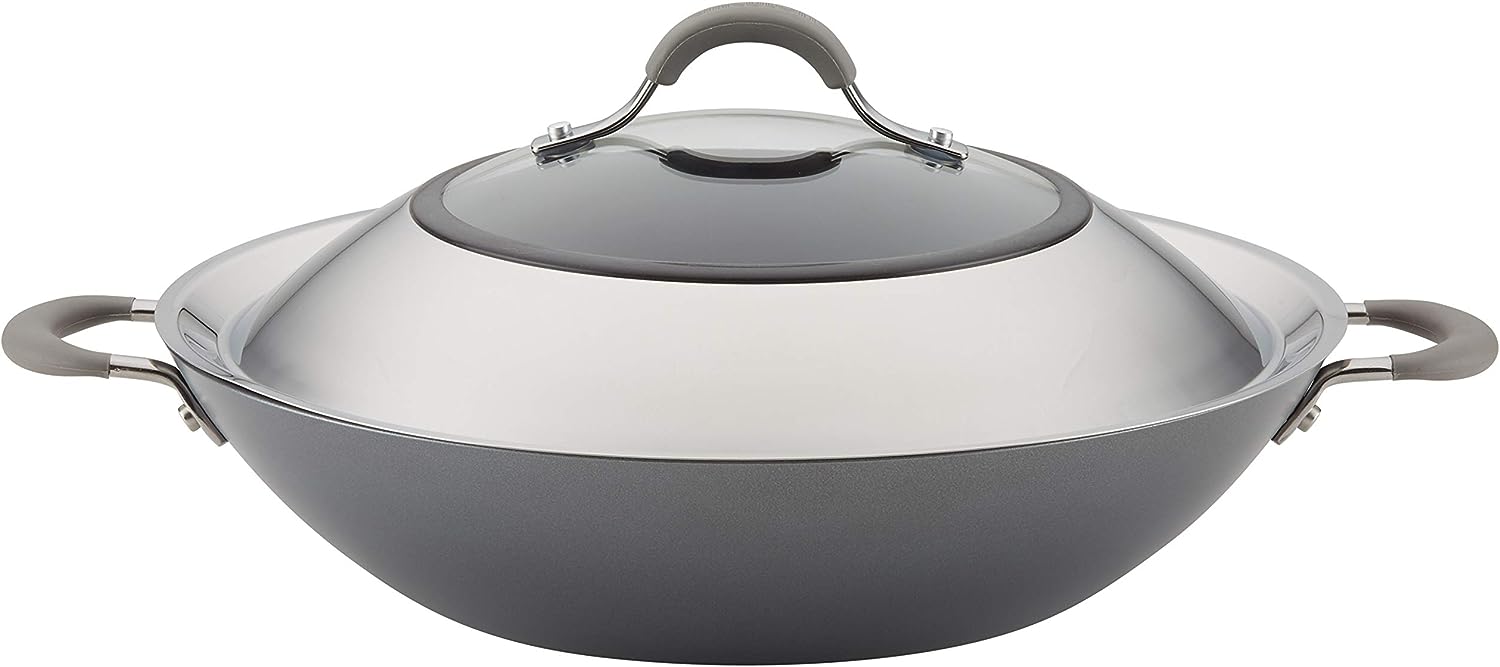 Circulon 81402 14-Inch Side Handles Hard Anodized Aluminum Wok. 14 Inch. Oyster Gray