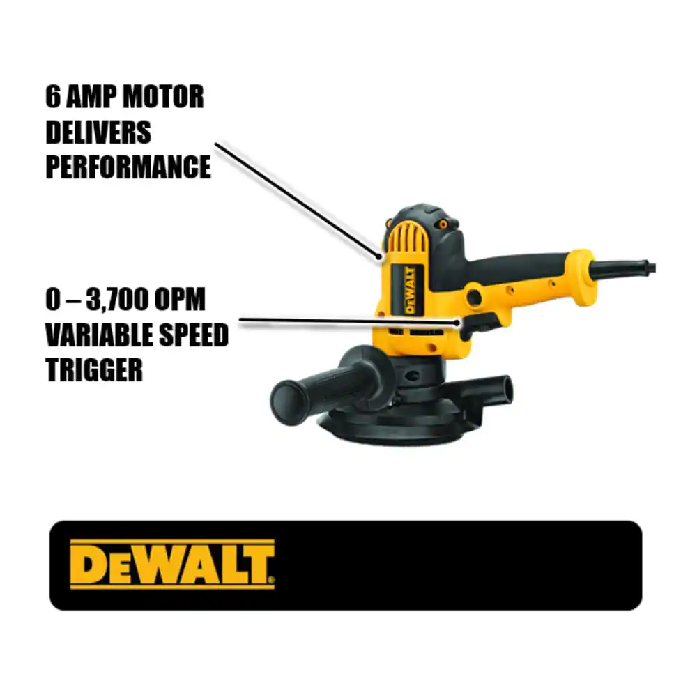 DEWALT DWE6401DS 6 Amp Corded Variable Speed Disk Sander with 5 in.. 8 Hole Hook and Loop Pad. Dust Shroud and Wrench