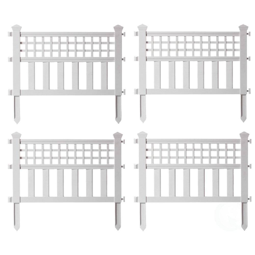 Gardenised QI004112W.4 20.5 in. White Plastic Outdoor Decor Garden Flower Edger Fence. Border (Set of 4 Panels)