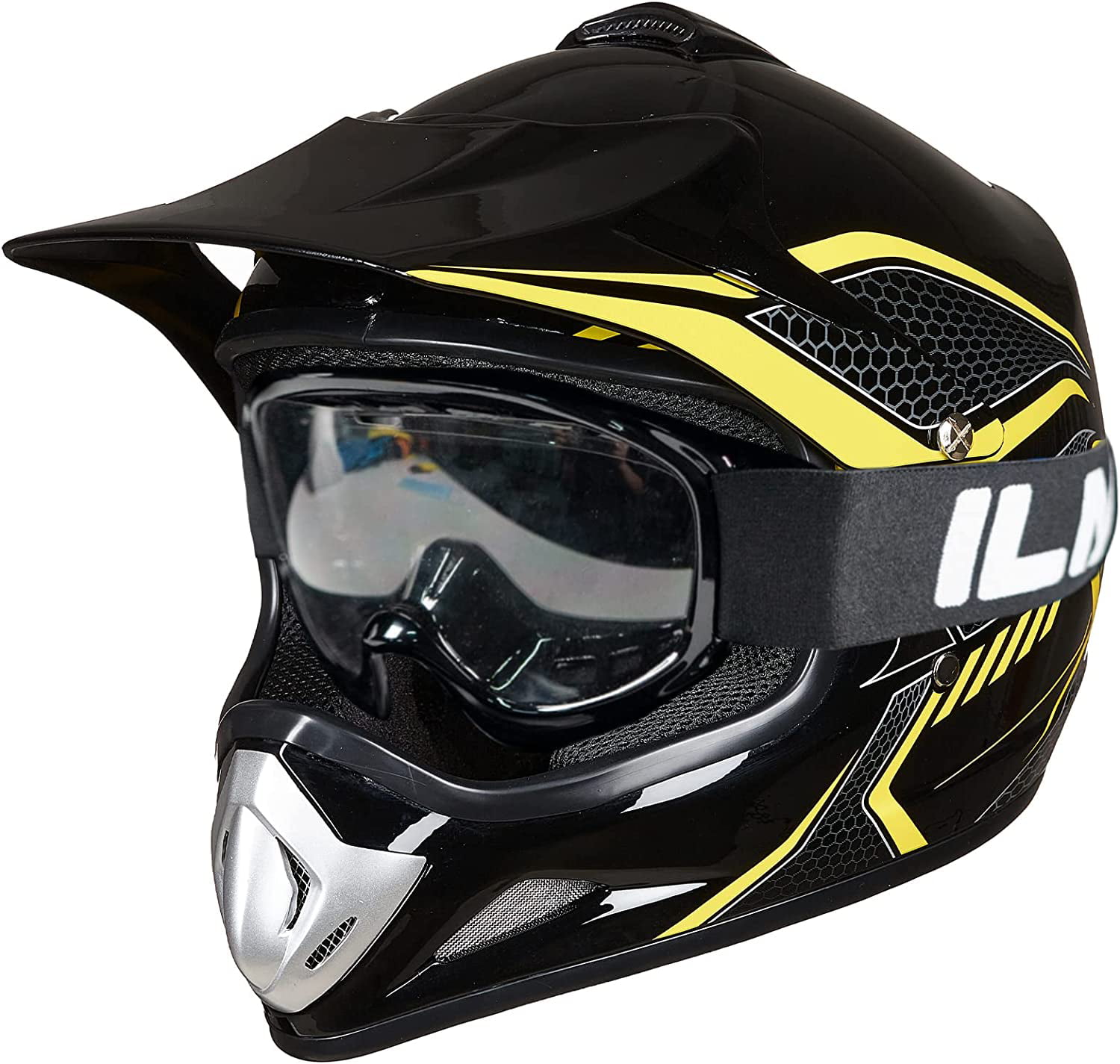 ILM Youth & Kids Dirt Bike Helmet ATV Motocross Off-road Full Face Protective Helmet DOT(Yellow. Large)