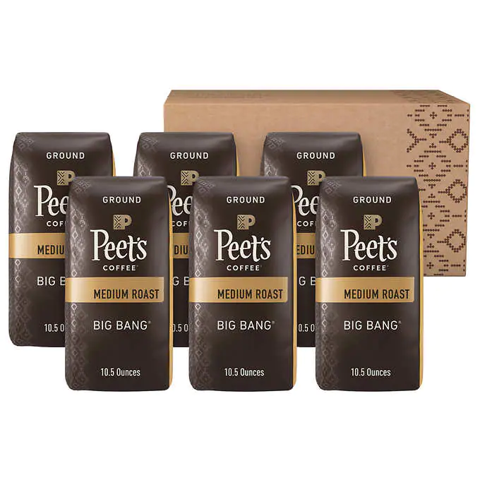 Peet-s Coffee Medium Roast Ground Coffee Big Bang 10.5 Ounce Bag 6-pack