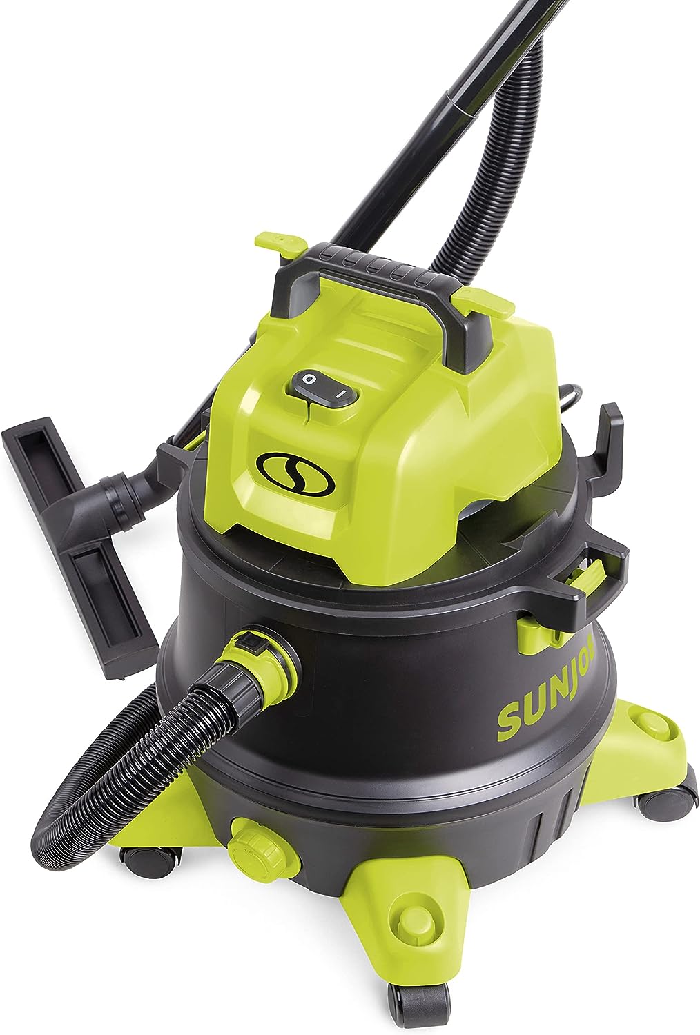 Sun Joe SWD8000 8-Gallon 1200-Watt 6.5 Peak HP Wet/Dry Shop Vacuum. HEPA Filtration. Wheeled w/Cleaning Attachments. for Home. Workshops. Pet Hair and Auto Use. 8 Gallon. Black/Green