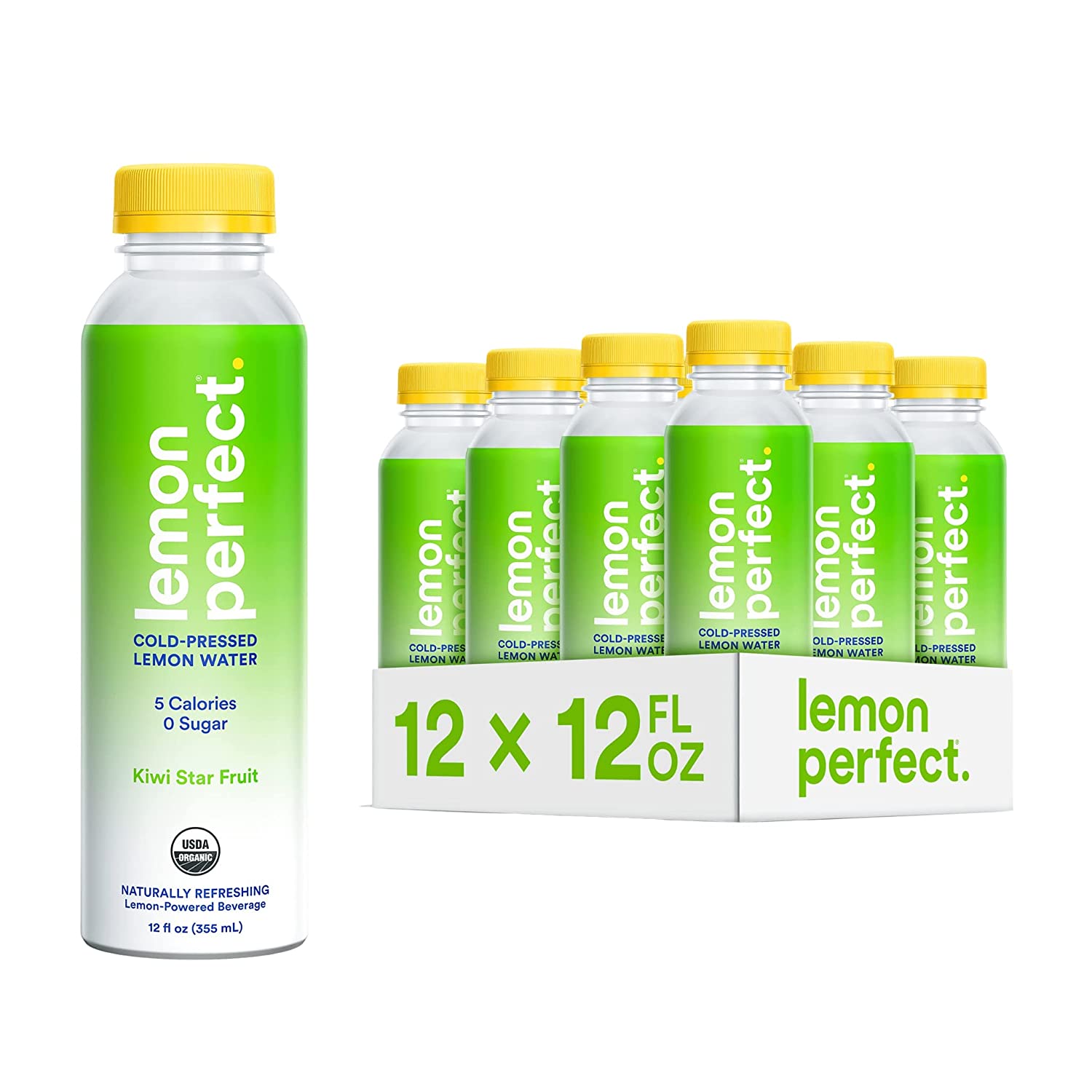 Lemon Perfect. Organic Cold-Pressed Lemon Water. Squeezed from Real Fruit. Flavored Water. Sugar-Free. Keto Certified. No Artificial Ingredients. Kiwi Star Fruit (12-Pack)