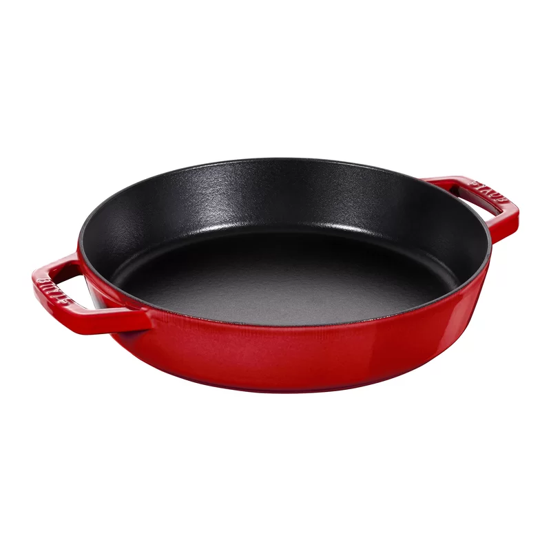 Staub 1313406 Cast Iron 13-inch Double Handle Fry Pan - Cherry. Made in France
