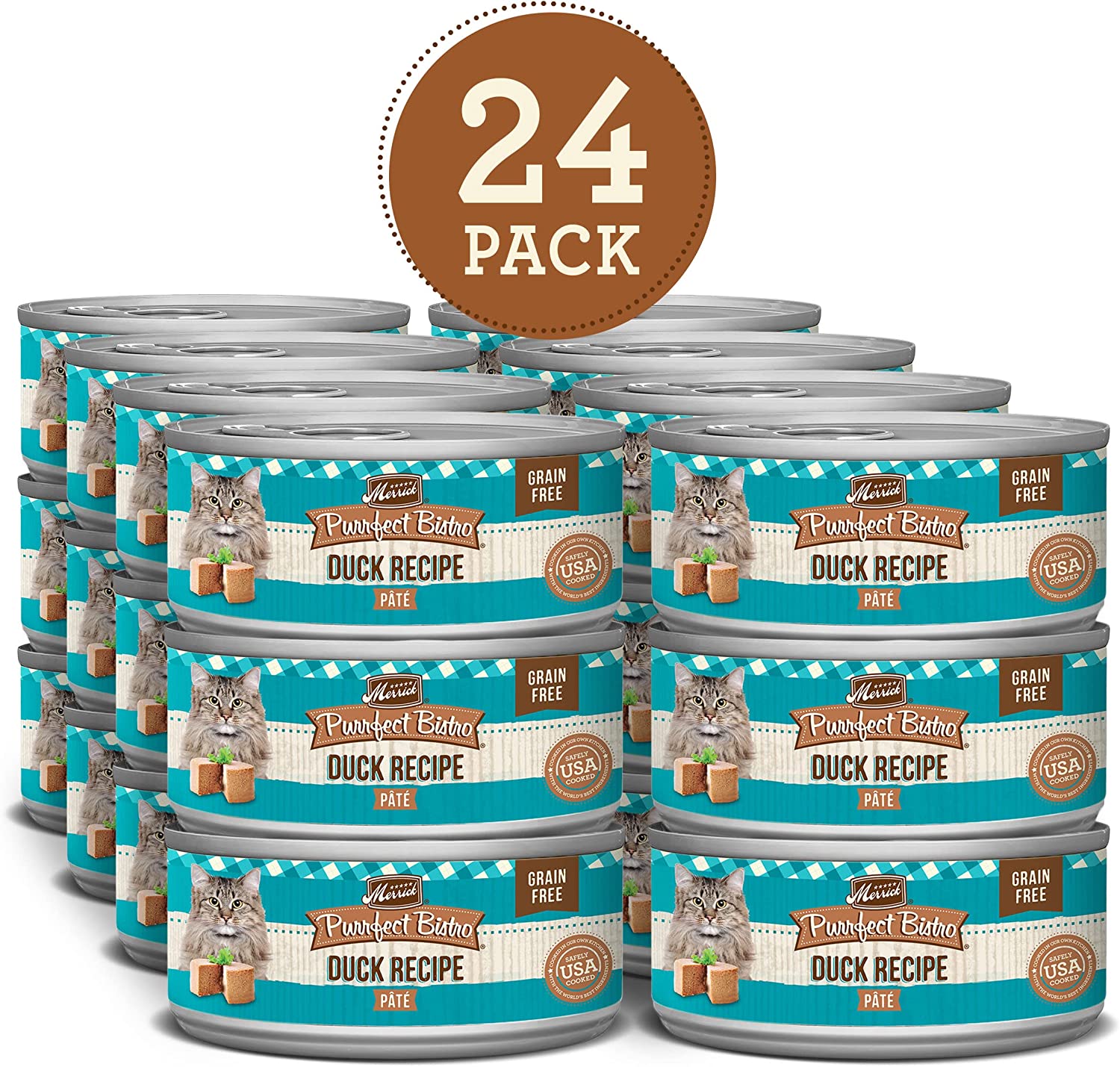 Merrick Purrfect Bistro Grain Free Canned Wet Cat Food - Duck Pate - 5.5 Ounce (Pack of 24)