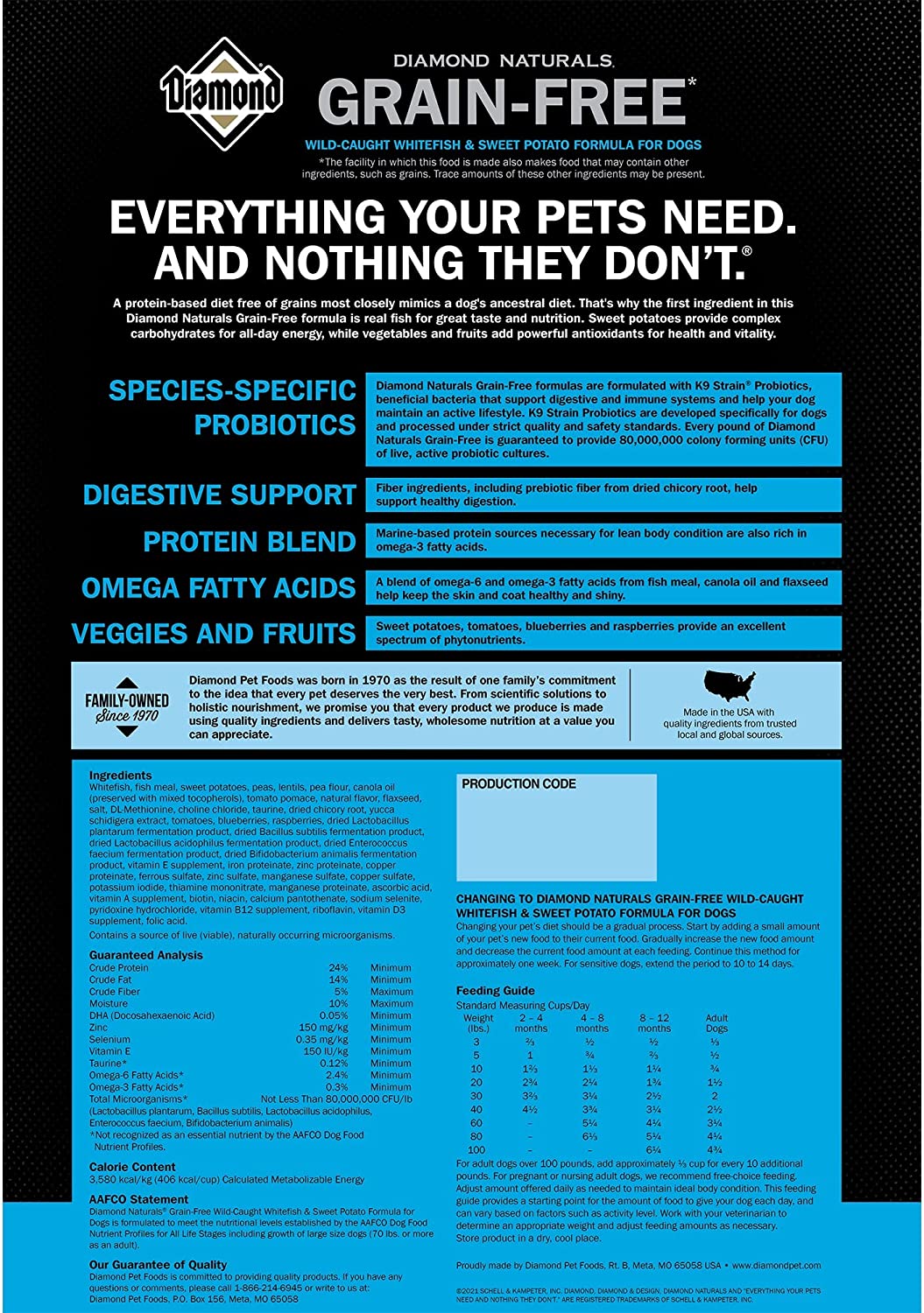 Diamond Naturals Grain Free Real Meat Recipe Premium Dry Dog Food With Real Fish 28Lb