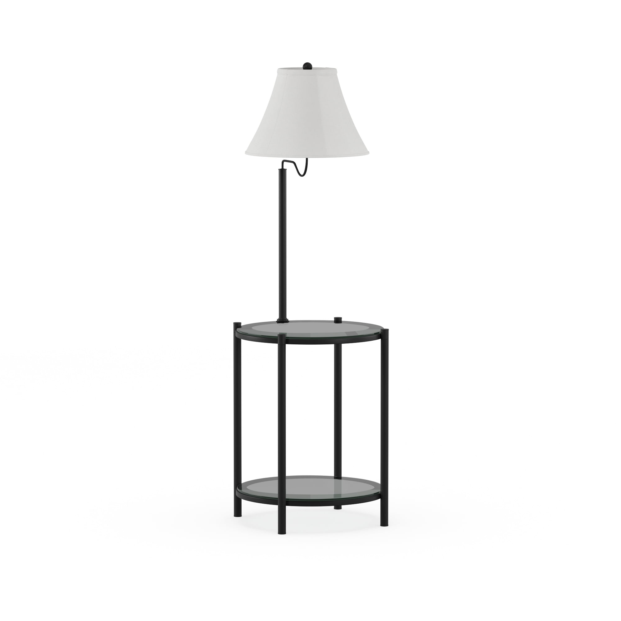Mainstays Glass End Table Floor Lamp. Matte Black