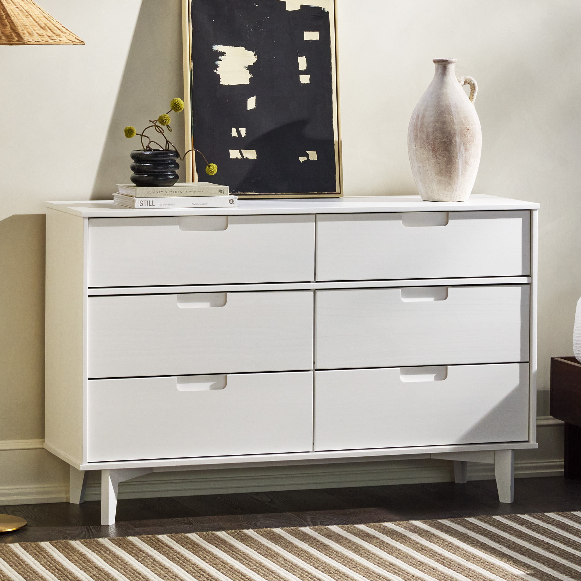 Manor Park Sonoma 6-Drawer Solid Wood Dresser. White