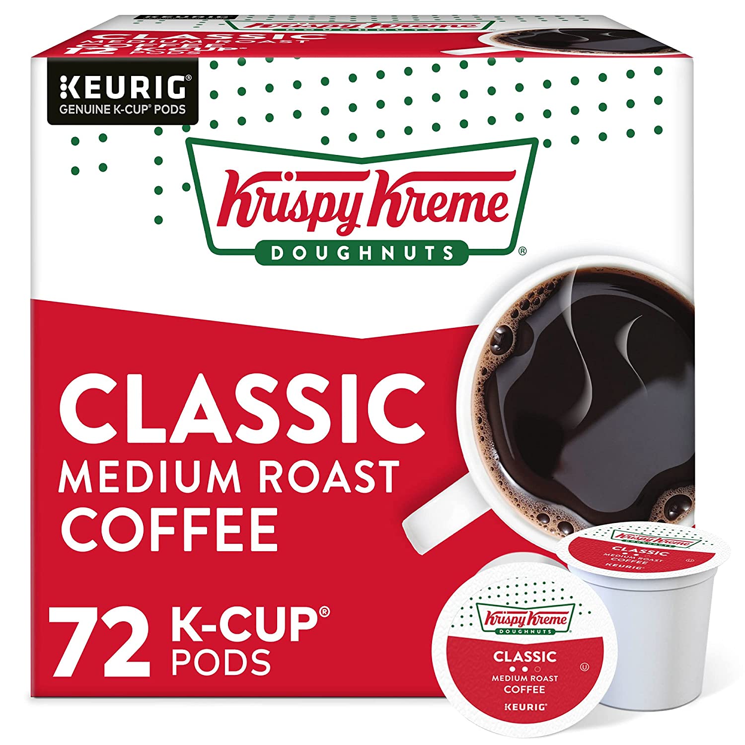 Krispy Kreme Classic. Single-Serve Keurig K-Cup Pods. Medium Roast Coffee. 12 Count (Pack of 6)