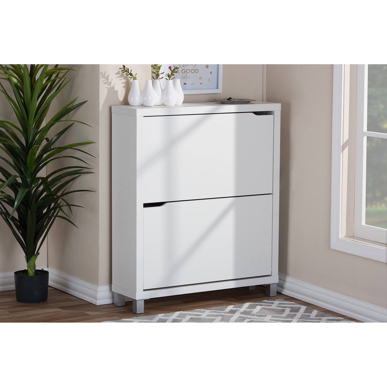 Baxton Studio Simms Modern Shoe Cabinet. White