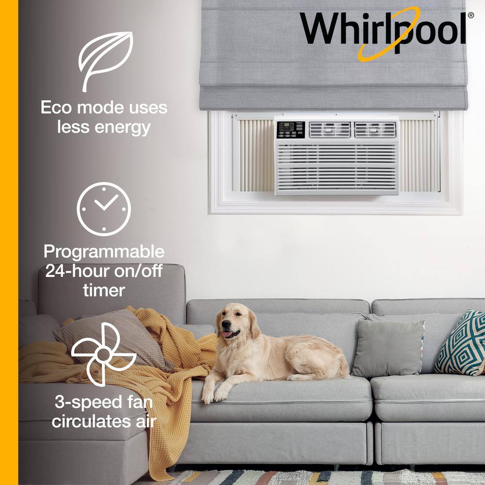 Whirlpool WHAW101CW Energy Star 10.000 BTU 115-Volt Window-Mounted Air Conditioner w/ Remote Control. AC for Rooms up to 450 sq. ft.. Timer
