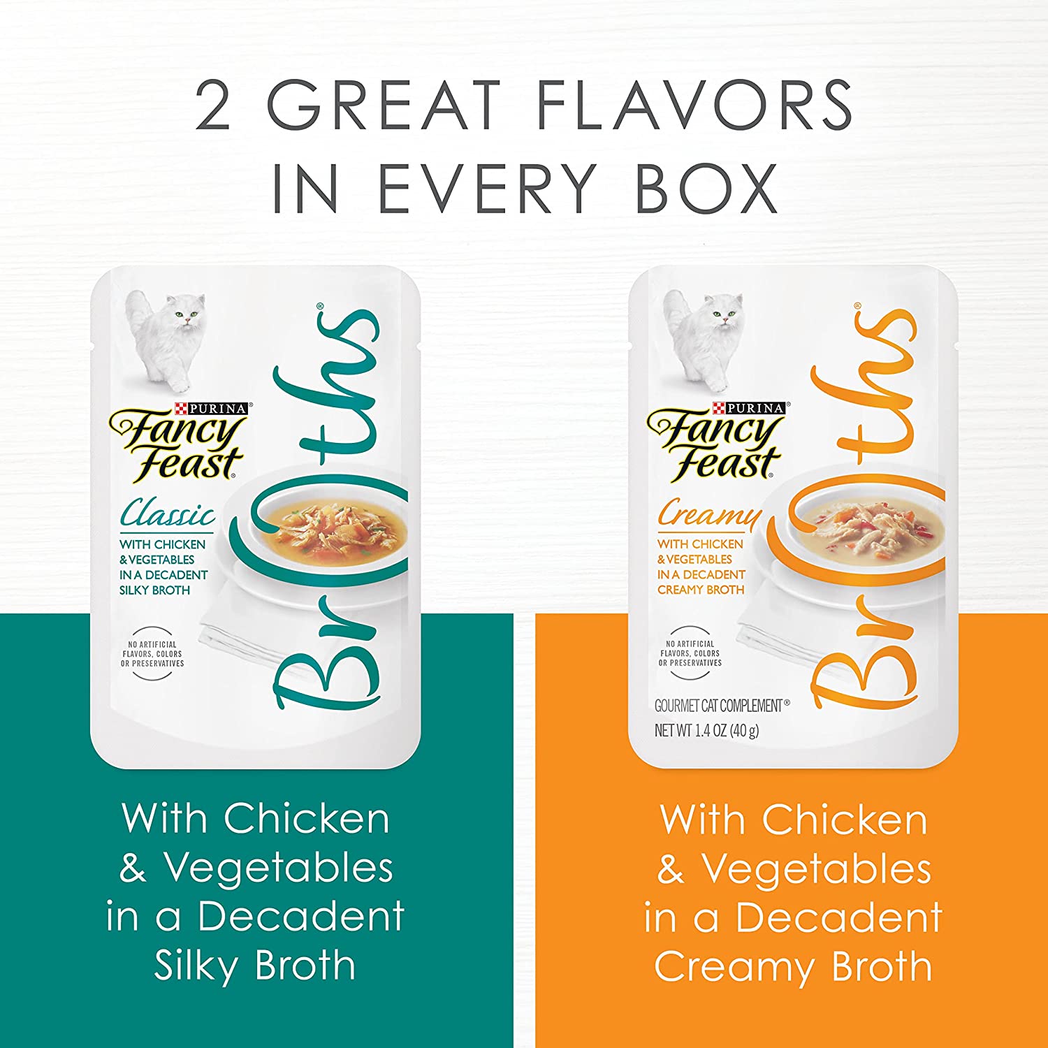 Purina Fancy Feast Limited Ingredient Wet Cat Food Complement Variety Pack Broths Chicken Collection - (12) 1.4 oz. Pouches