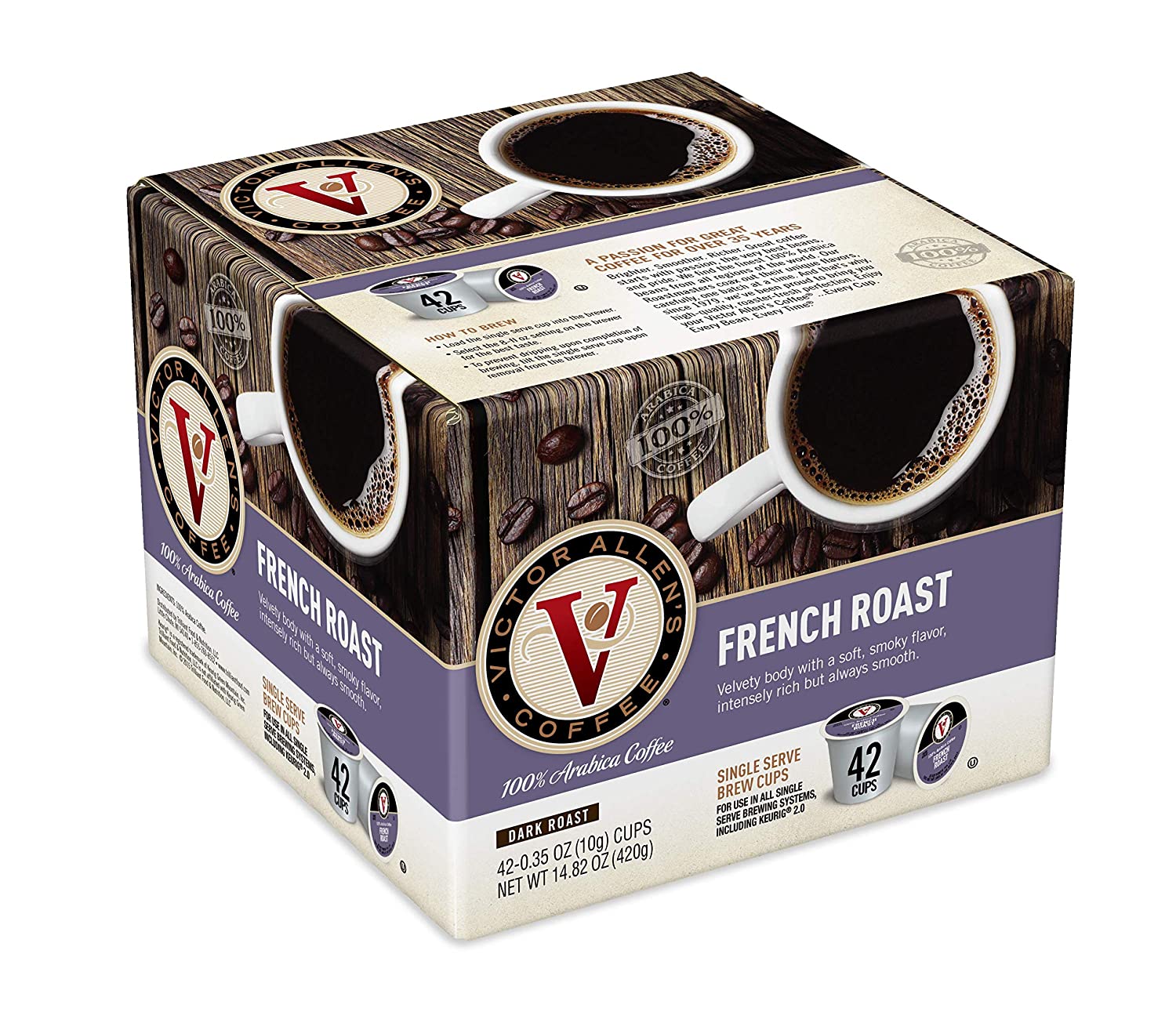 Victor Allen's French Roast for K-Cup Keurig 2.0 Brewers. 42 Count. Victor Allen-s Coffee Dark Roast Single Serve Coffee Pods