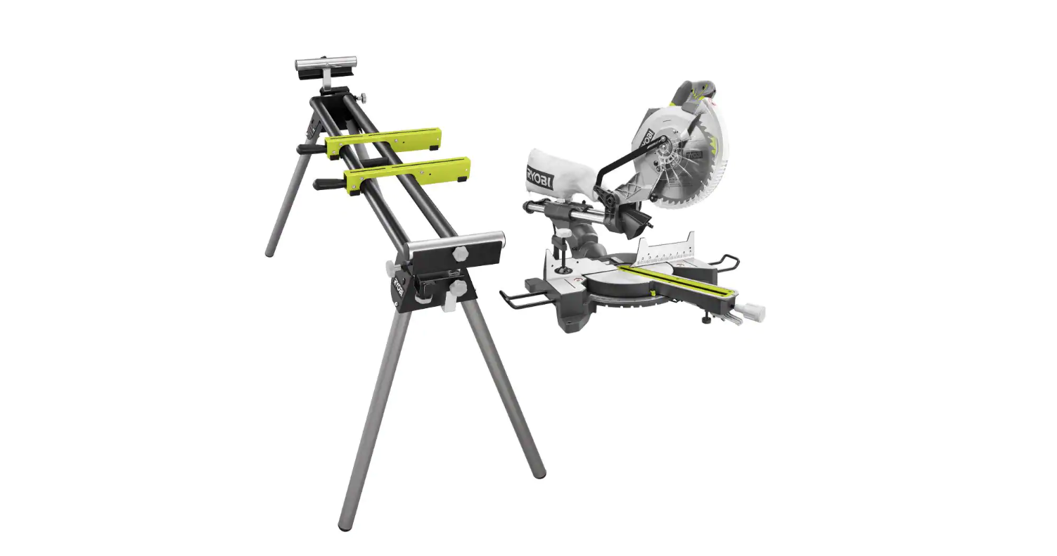RYOBI TSS103-A18MS01G 15 Amp 10 in. Sliding Compound Miter Saw and Universal Miter Saw QUICKSTAND