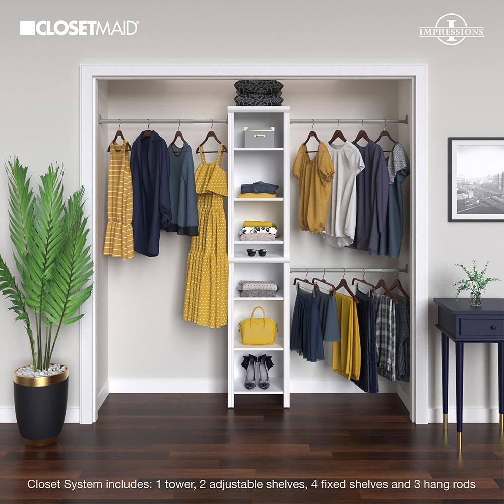ClosetMaid 14855 Impressions Narrow 48 in. W - 112 in. W White Wood Closet System