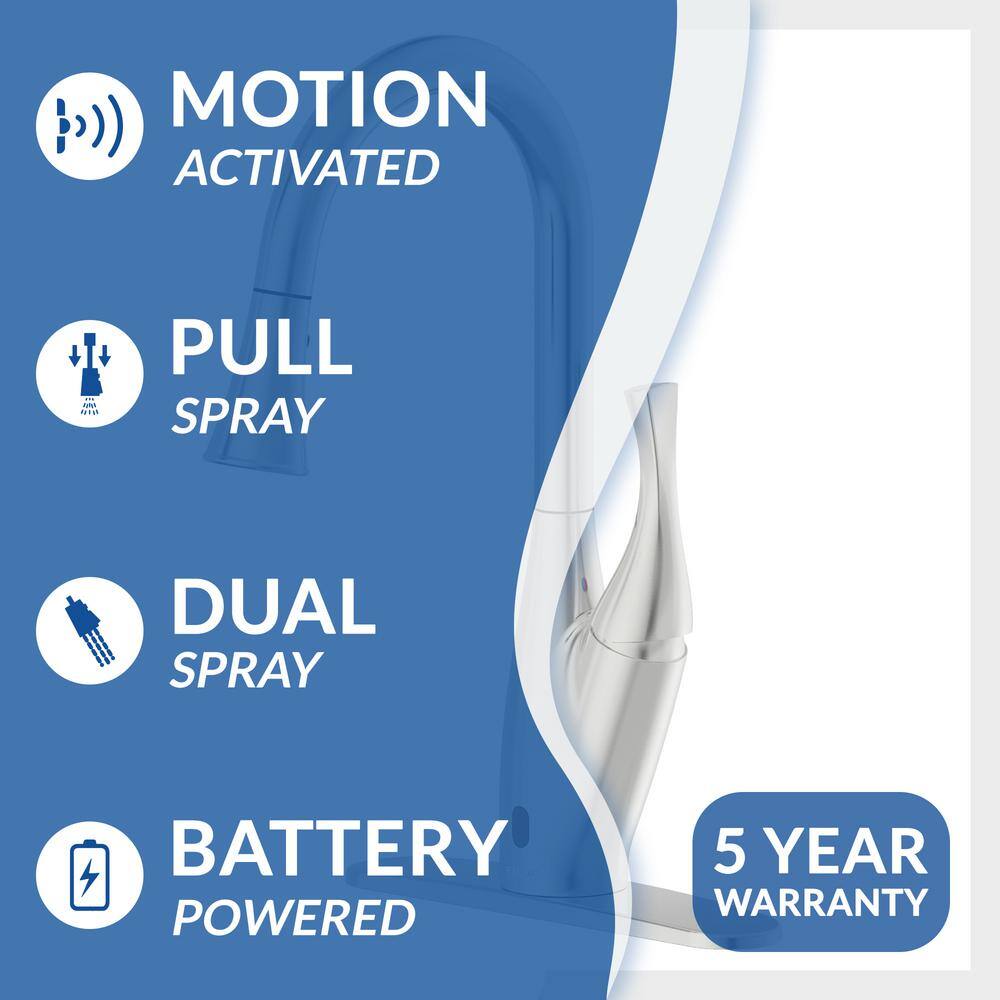 FLOW  X Series Single-Handle Pull-Down Sprayer Kitchen Faucet with Motion Sensor in Brushed Nickel