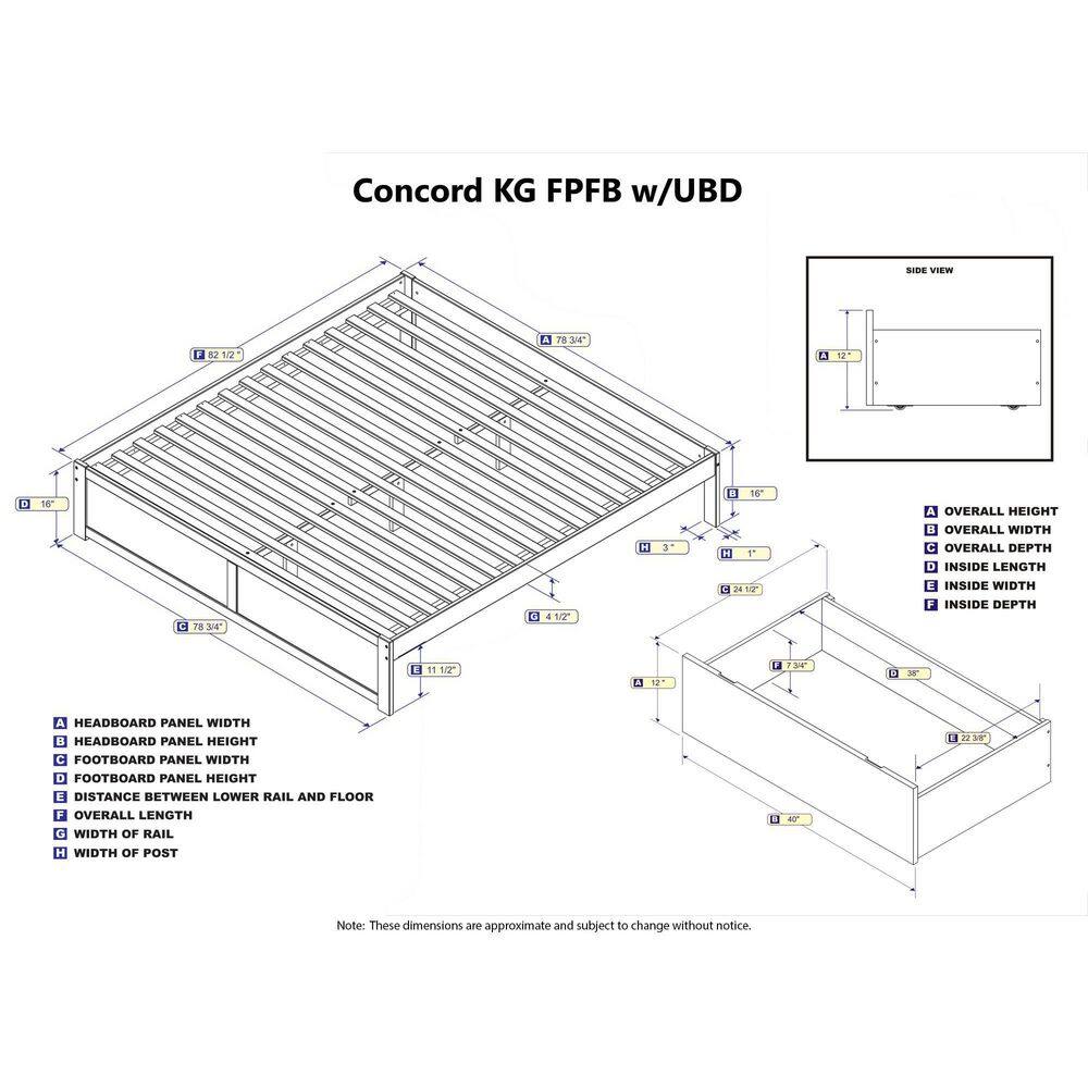AFI  Concord Espresso King Platform Bed with Flat Panel Foot Board and 2-Urban Bed Drawers