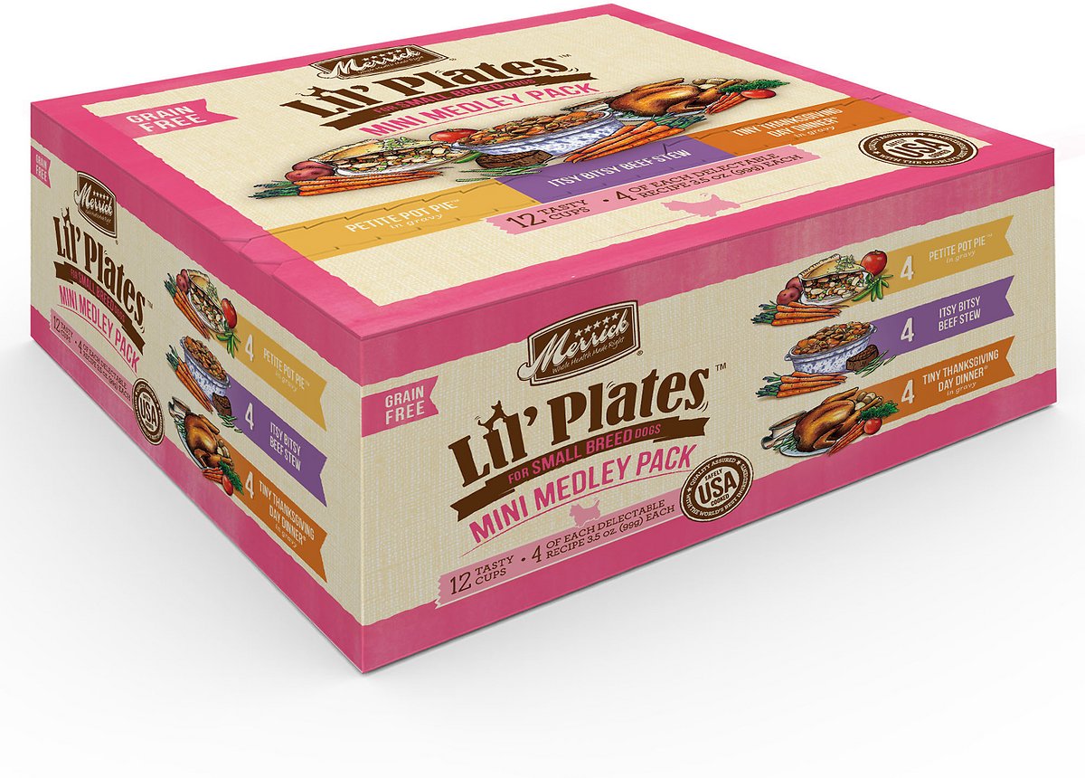 Merrick Lil-Plates Mini Medley Wet Dog Food Variety Pack. 3.5-oz tub. case of 12