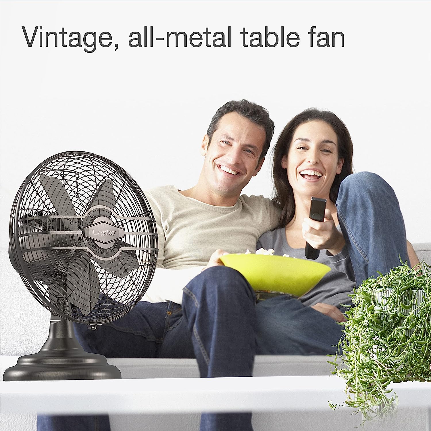 Lasko Oscillating Table Top Fan. Portable. 3 Quiet Speeds. for Bedroom. Kitchen and Office. 17″. Bronze. R12210