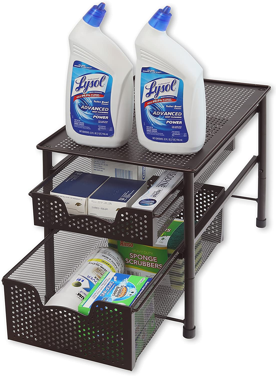 Simple Houseware Stackable 2 Tier Sliding Basket Organizer Drawer. Bronze