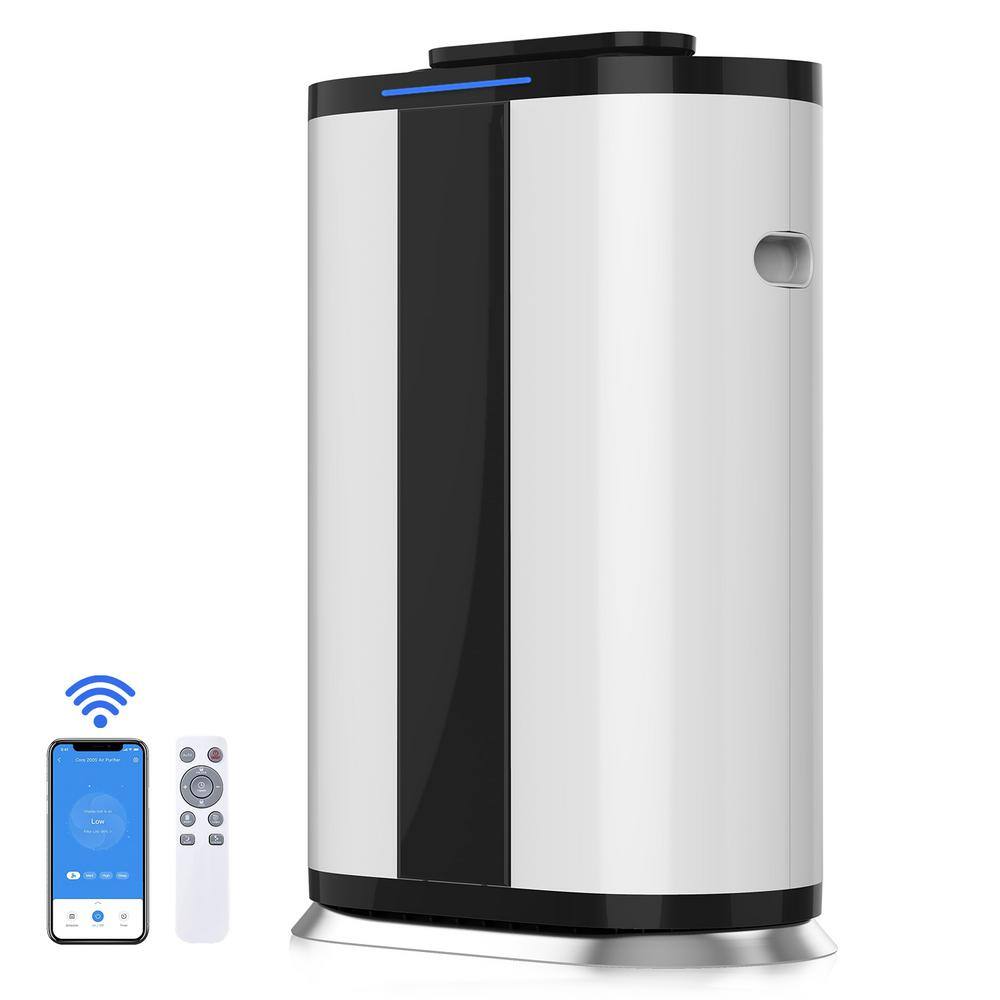 Merax SF285857AAA Smart True HEPA Air Purifier with Wisdom WiFi. PM2.5 Monitor and Movable Wheel for 3000 sq.ft.