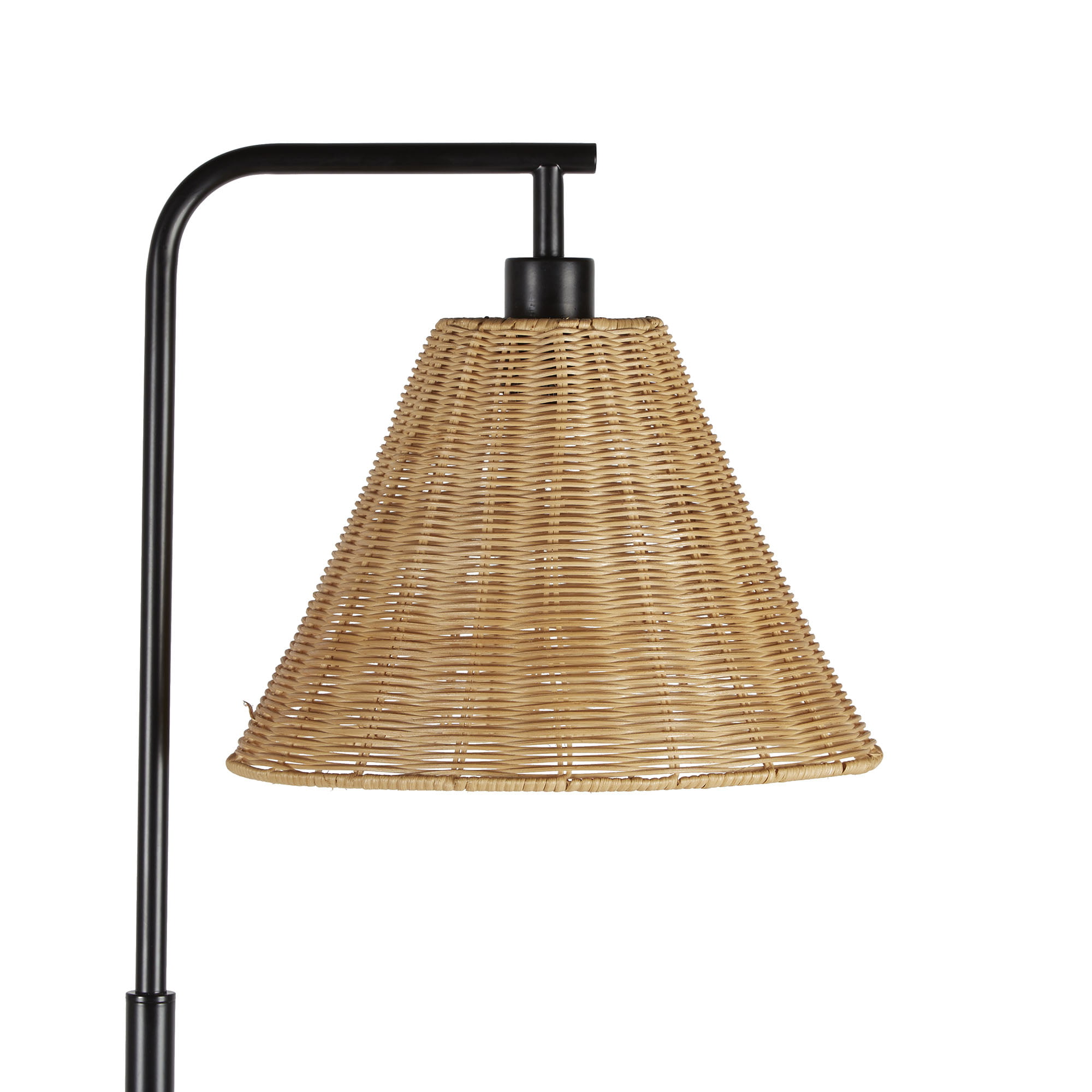 Better Homes & Gardens Black Metal and Rattan Floor Lamp with 7-Watt LED Bulb