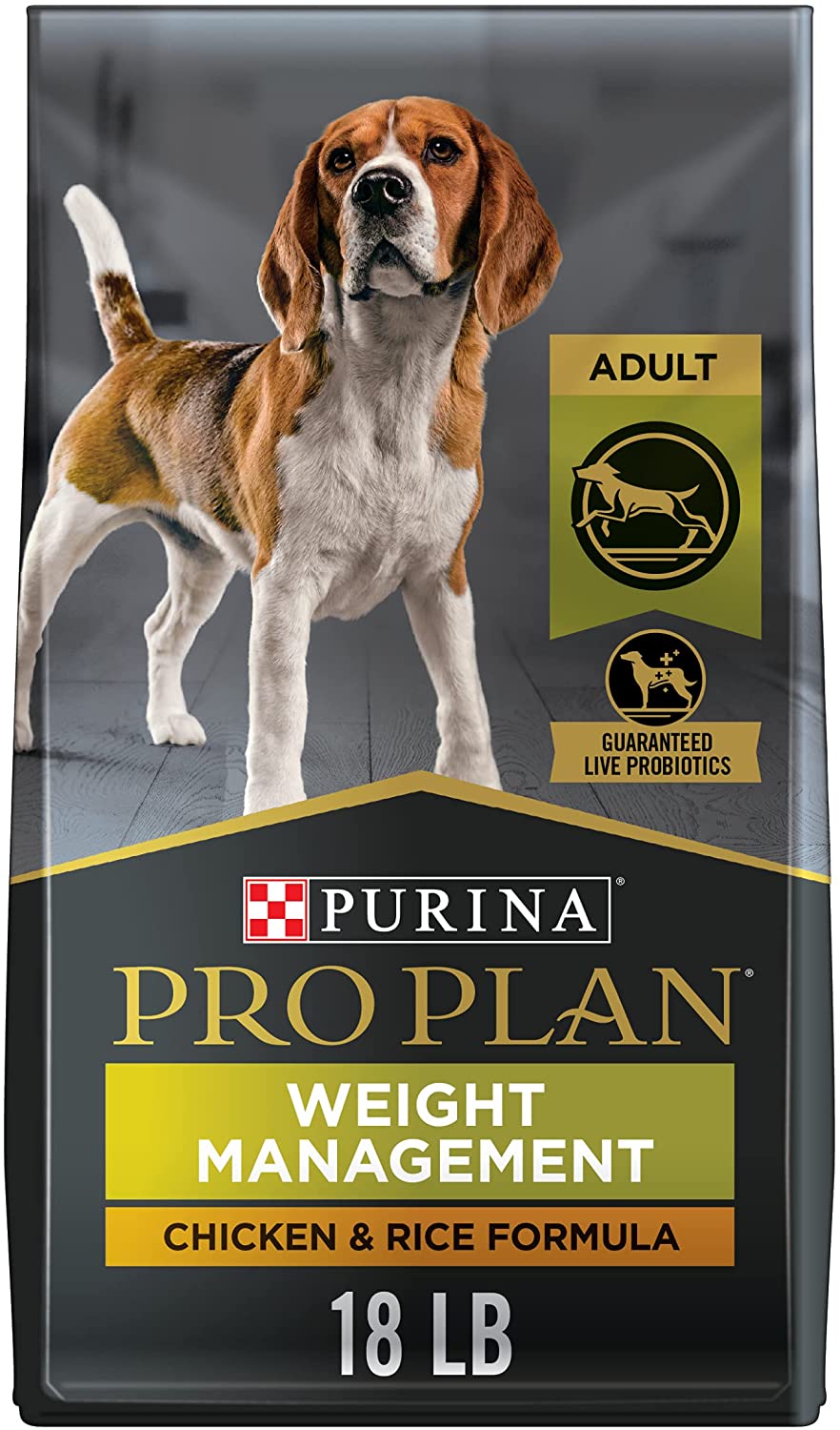 Purina Pro Plan Weight Management Dry Dog Food With Probiotics for Dogs. Chicken and Rice Formula - 18 lb. Bag