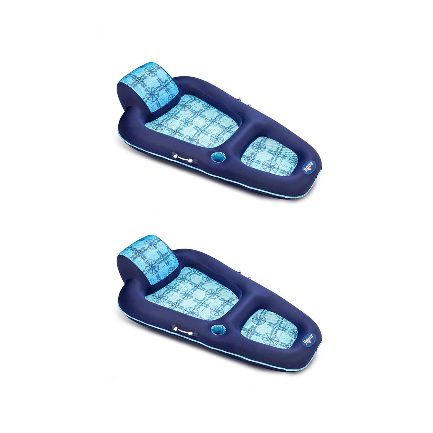 Aqua Leisure Luxury Water Lounge Pool Float with Headrest. Blue  (2 Pack)