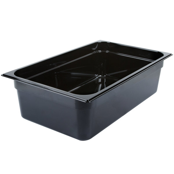 Carlisle 10402B03 StorPlus Full Size Black High Heat Plastic Food Pan - 6″ Deep