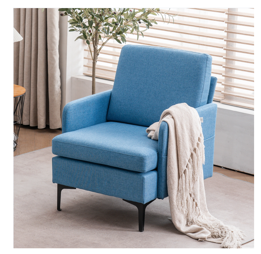 DISCOUNTTODAY FCH Lounge Chair. Comfy Single Sofa Accent Chair for Bedroom Living Room Guestroom. Blue