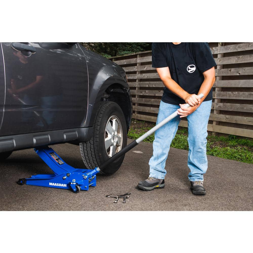 Maasdam MPL4699-BL-DIP 3-Ton Low Profile Floor Jack with Quick Lift in Blue