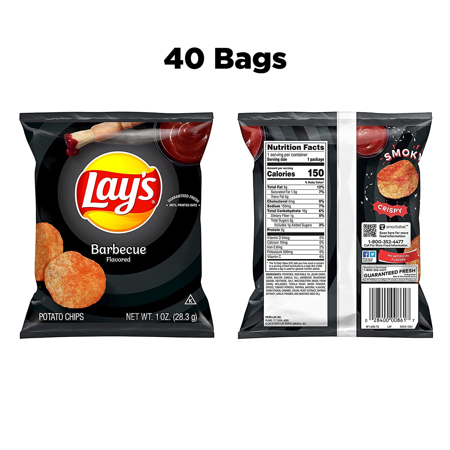 Lay-s Potato Chips Barbecue Pack. 1 Ounce (Pack of 40)