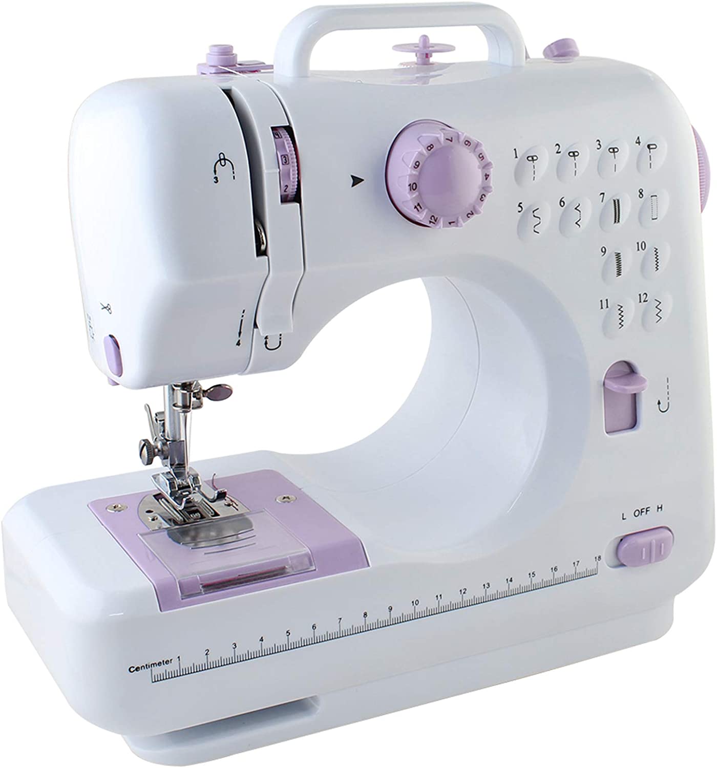 NEX Portable Sewing Machine Double Speeds for Beginner. Kids Sewing Machine with Reverse Sewing and 12 Built-In Stitches. Light Purple