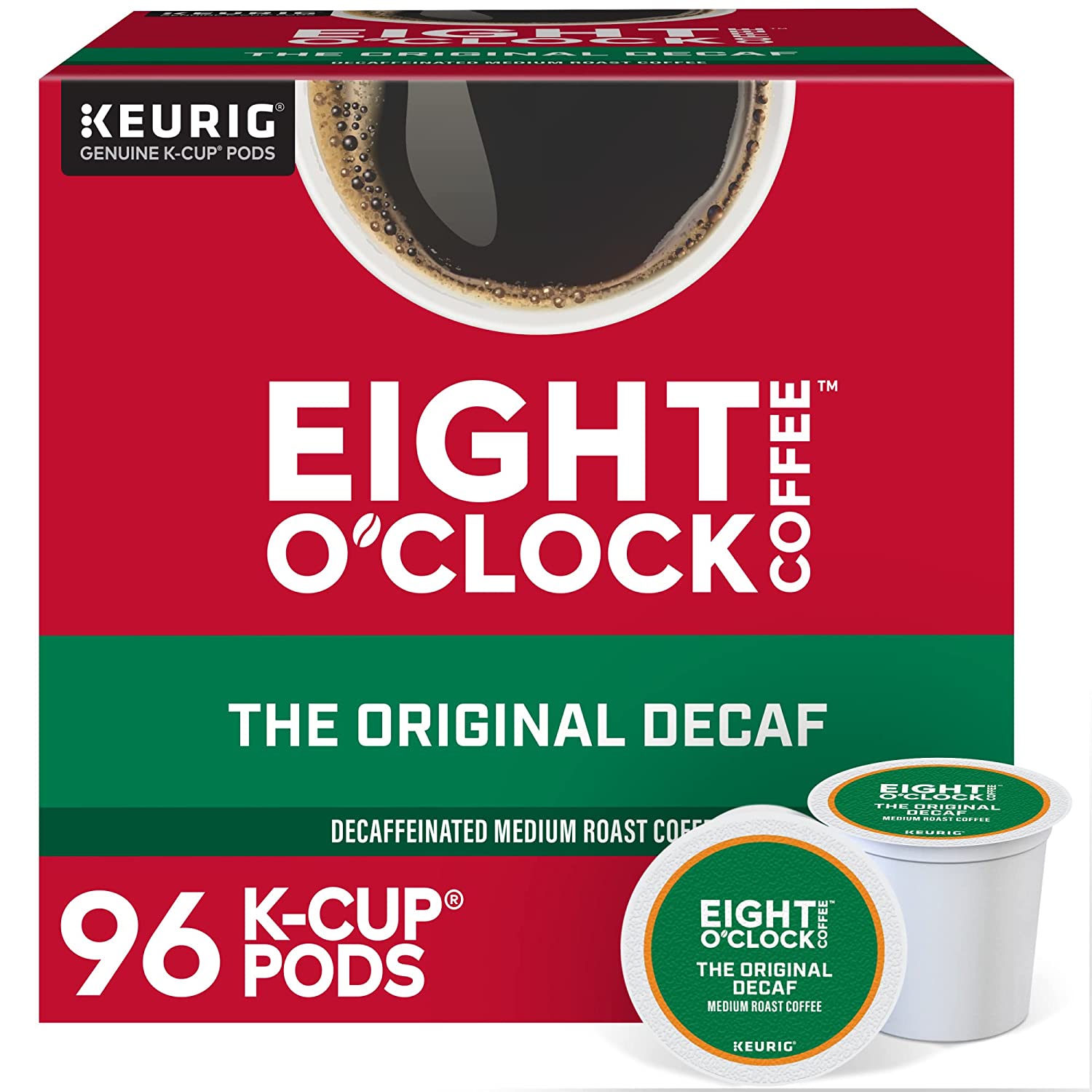 Eight O-Clock Coffee The Original Decaf. Single-Serve Keurig K-Cup Pods. Medium Roast Coffee Pods. 24 Count (Pack of 4). Total 96 Count