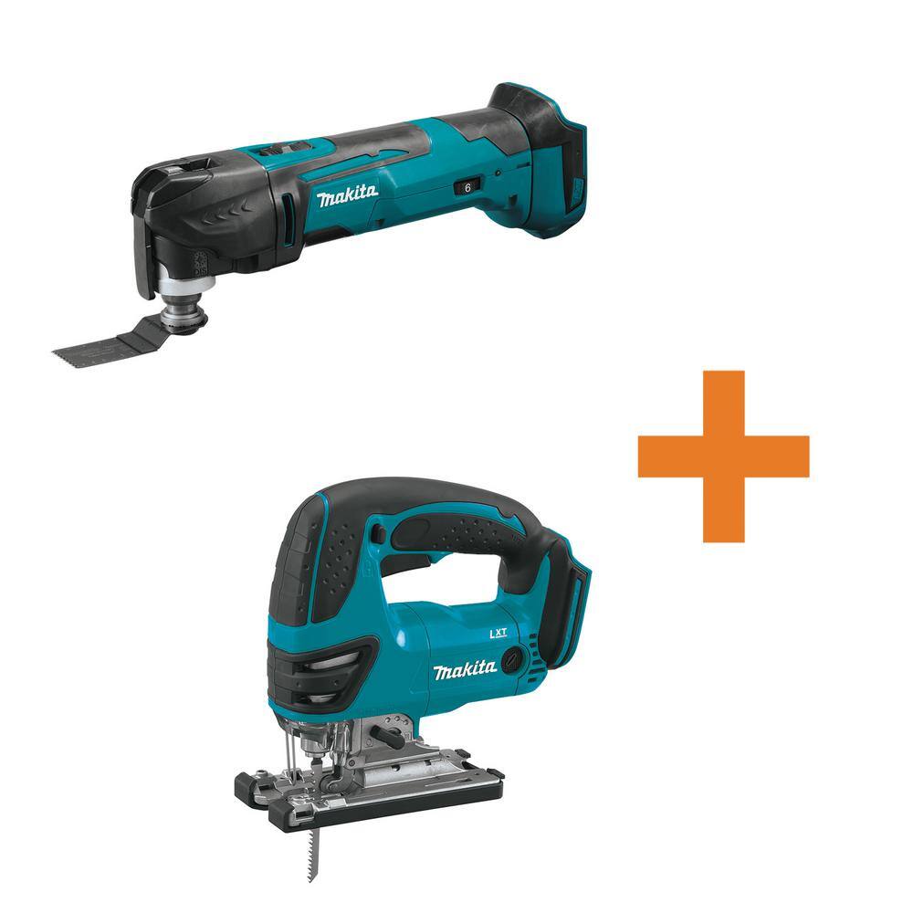 Makita XMT03Z-XVJ03Z 18V LXT Lithium-Ion Cordless Variable Speed Oscillating Multi-Tool (Tool-Only) With Blade with 18V LXT Cordless Jigsaw