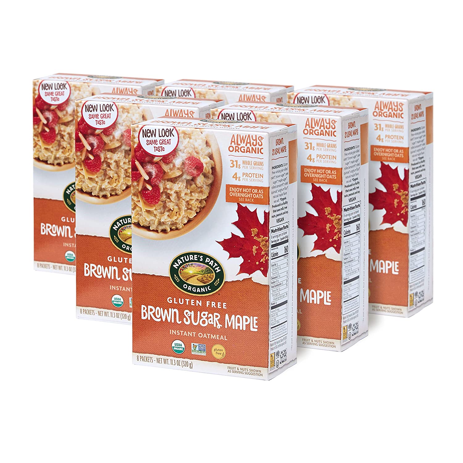Nature-s Path Organic Gluten Free Brown Sugar Maple Instant Oatmeal. 48 Packets
