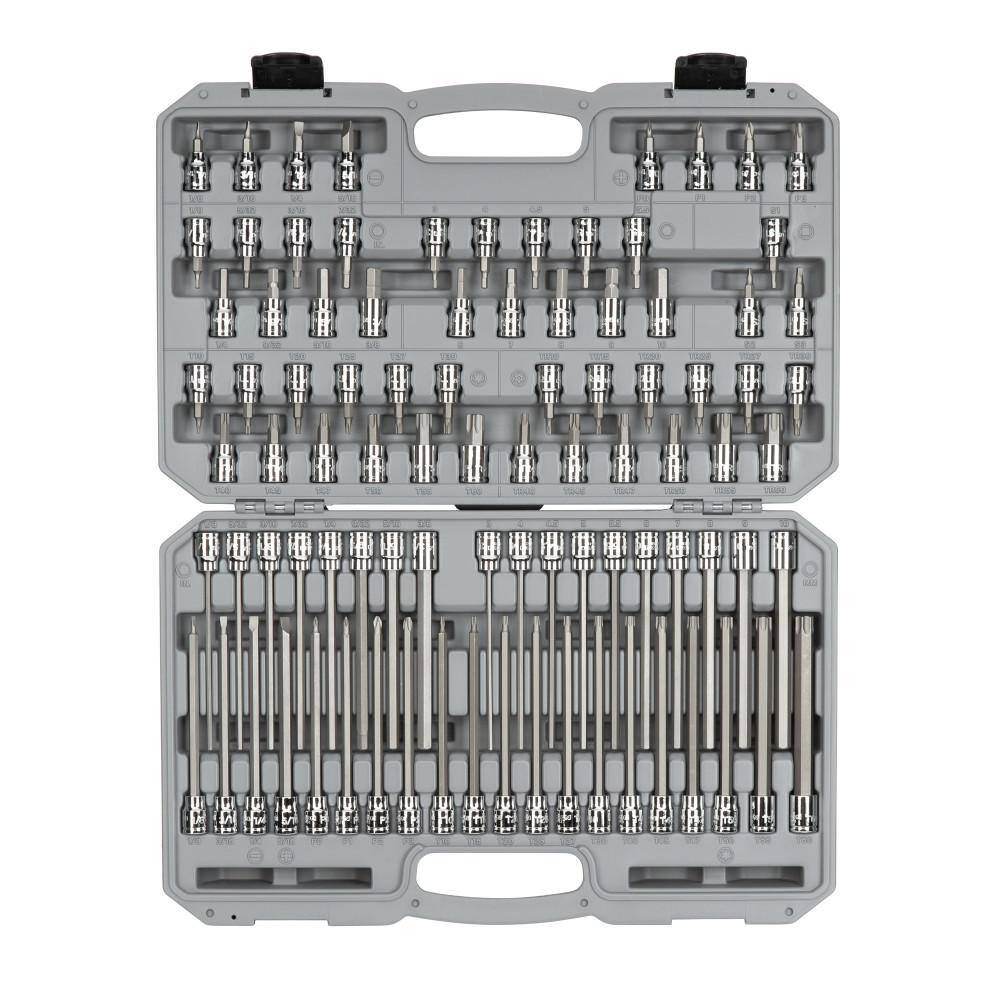 TEKTON SHB91312 3/8 in. Drive Hex. Torx. Phillips. Slotted. Square Bit Socket Set (91-Piece)