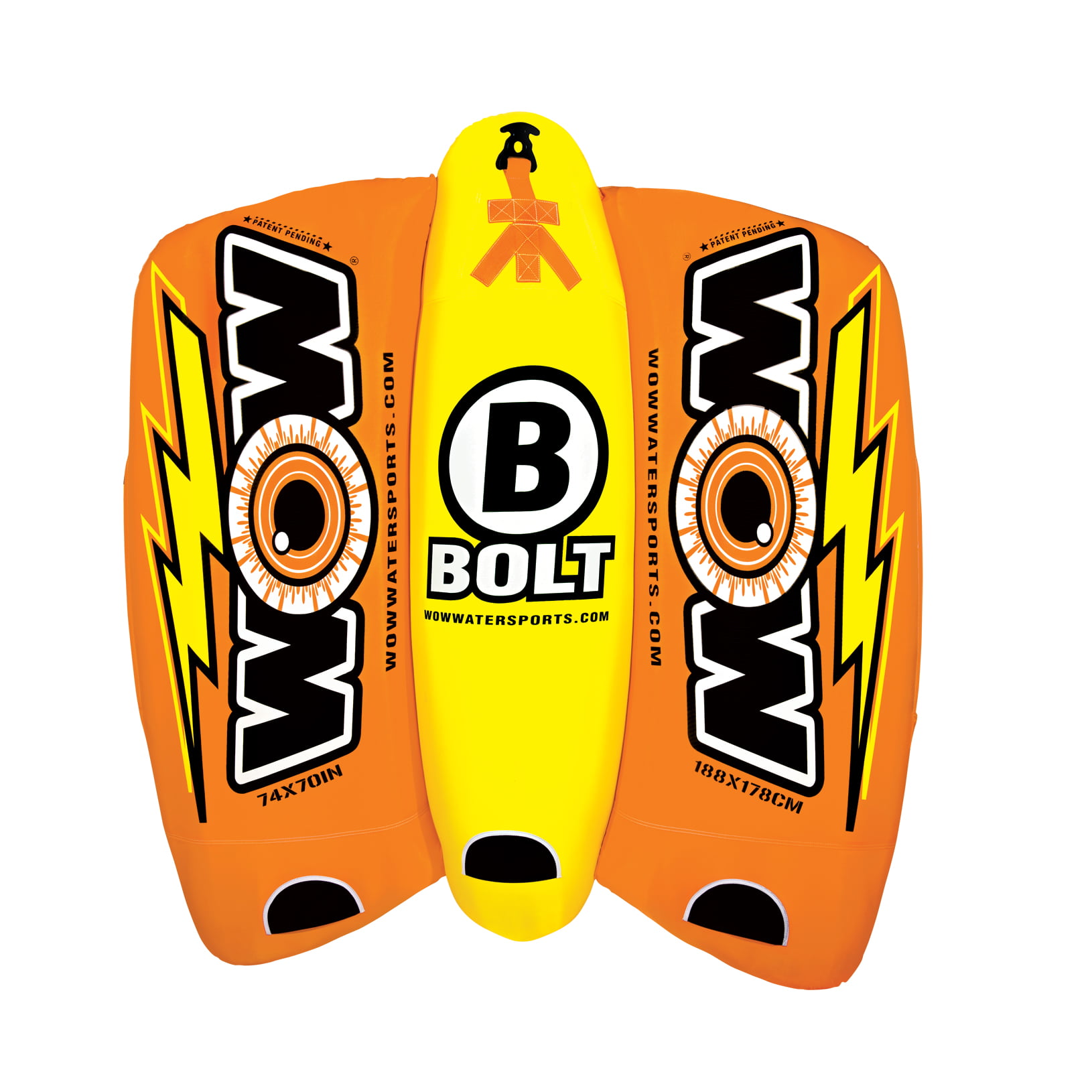 WOW Watersports 16-1040 Bolt 1-4 Person Rider Towable Boating Water Tube. Orange