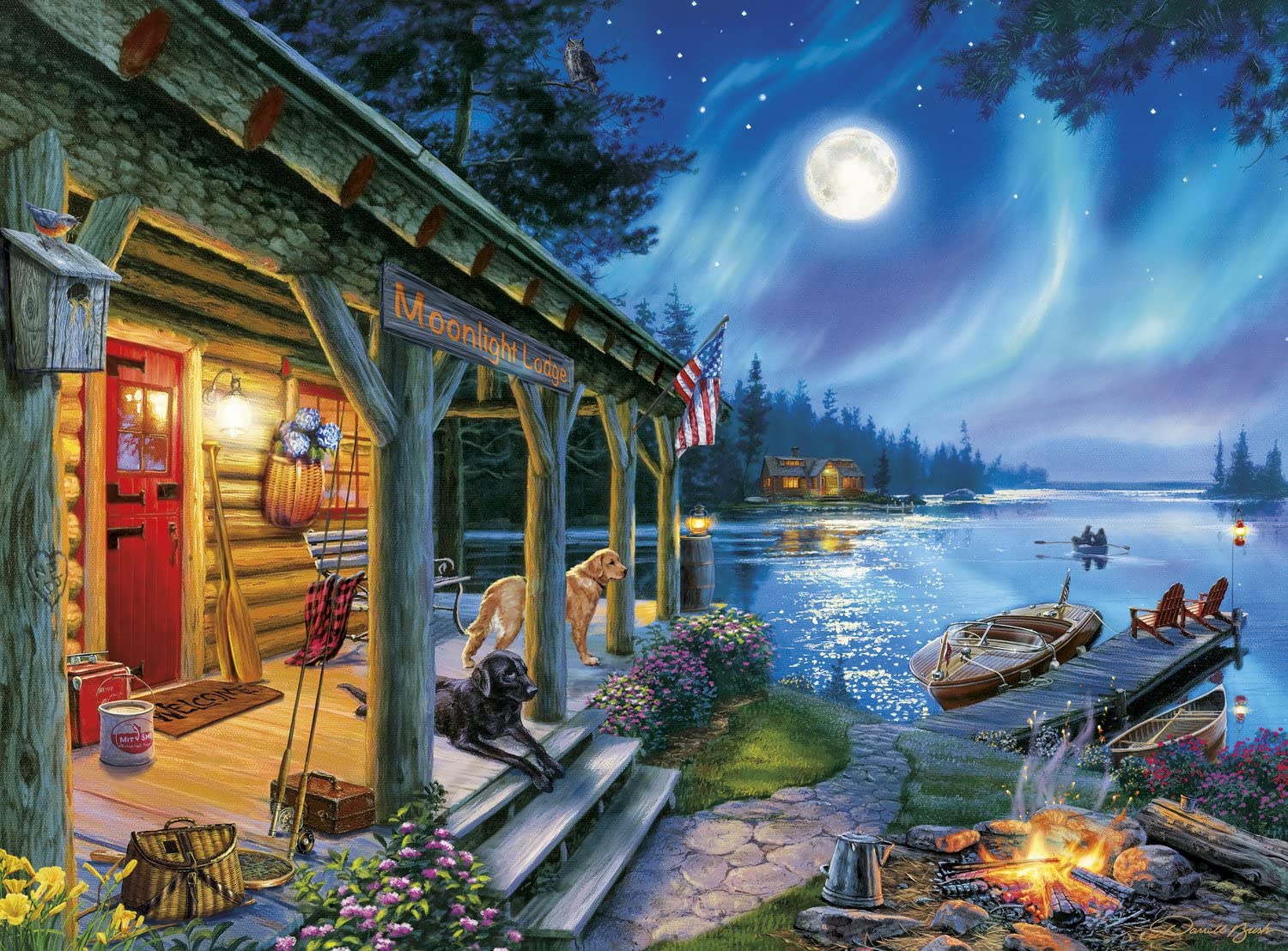 Buffalo Games Darrell Bush Moonlight Lodge 1000 Piece Jigsaw Puzzle