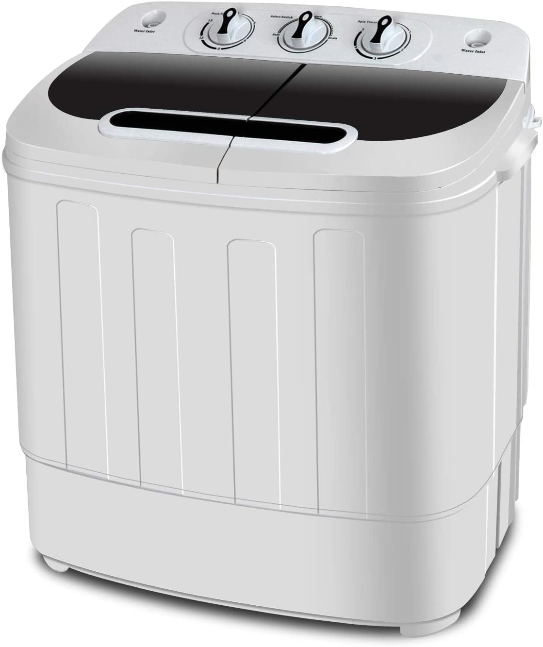 SUPER DEAL Compact Mini Twin Tub Washing Machine. Portable Laundry Washer w/Wash and Spin Cycle Combo. Built-in Gravity Drain. 13lbs Capacity for Camping. Apartments. Dorms. College Rooms. RV's and more