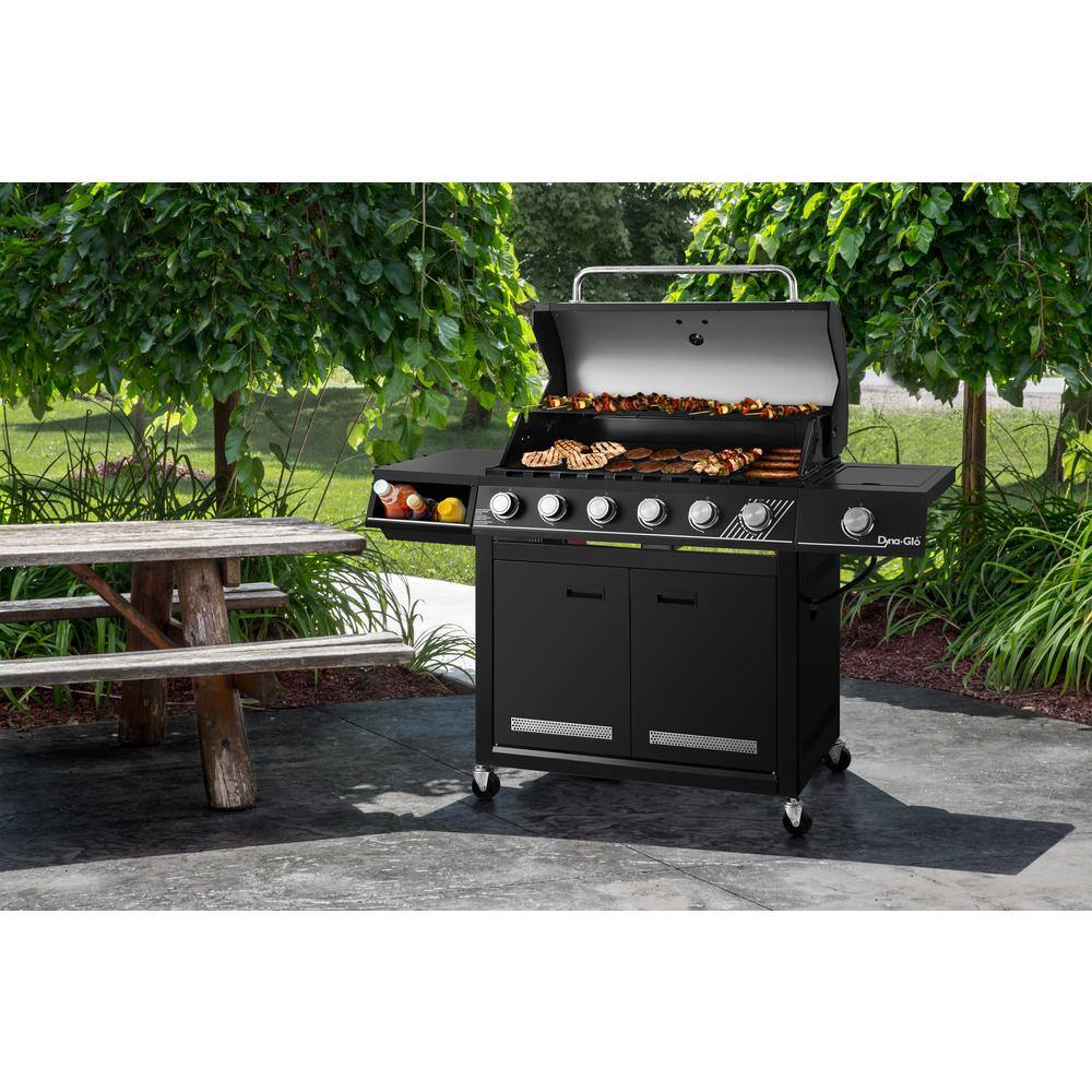 Dyna-Glo DGH563CRP-D 6-Burner Propane Gas Grill in Matte Black with TriVantage Multifunctional Cooking System