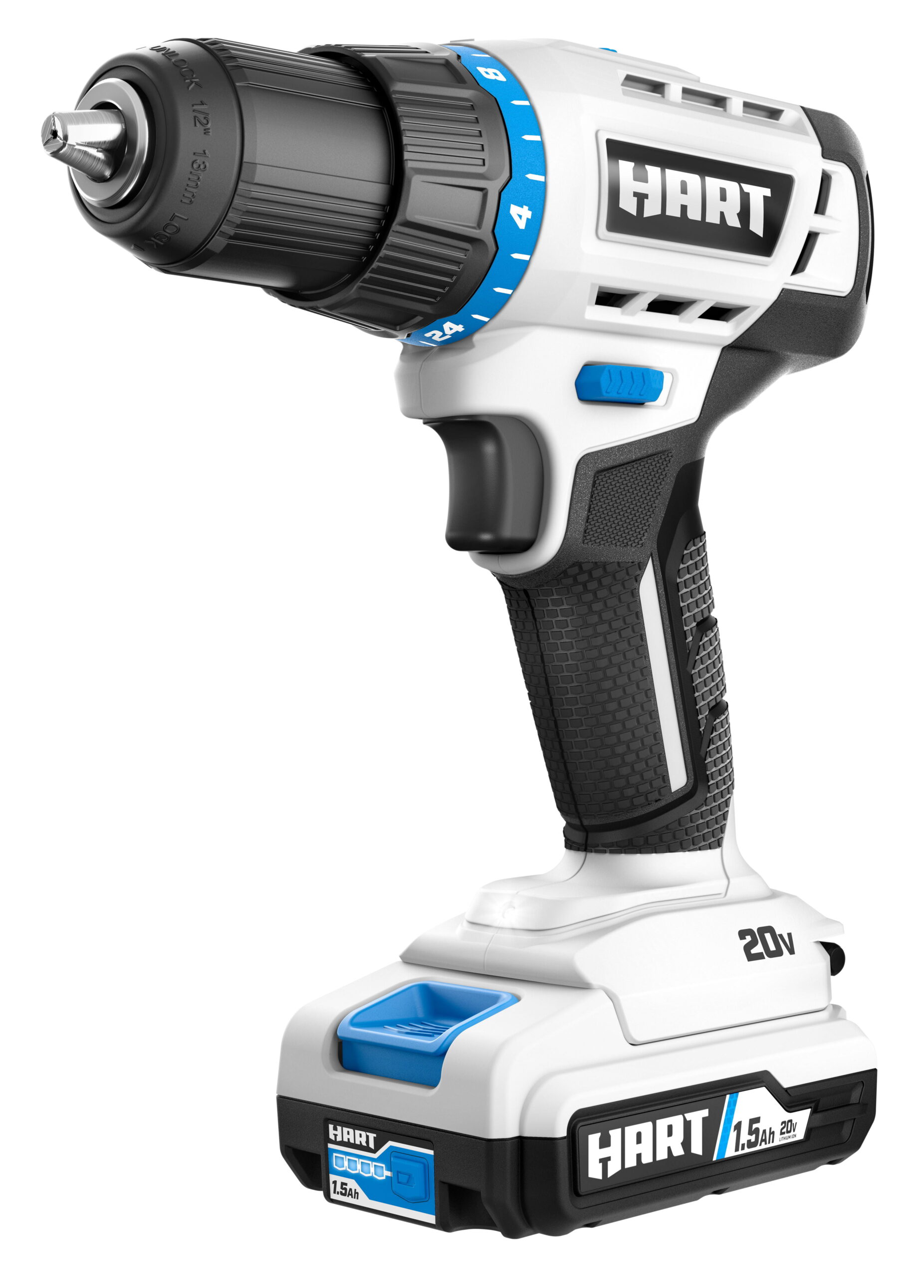 HART 20-Volt Cordless 1/2-inch Drill/Driver Kit. (1) 1.5Ah Lithium-Ion Battery. Gen 2