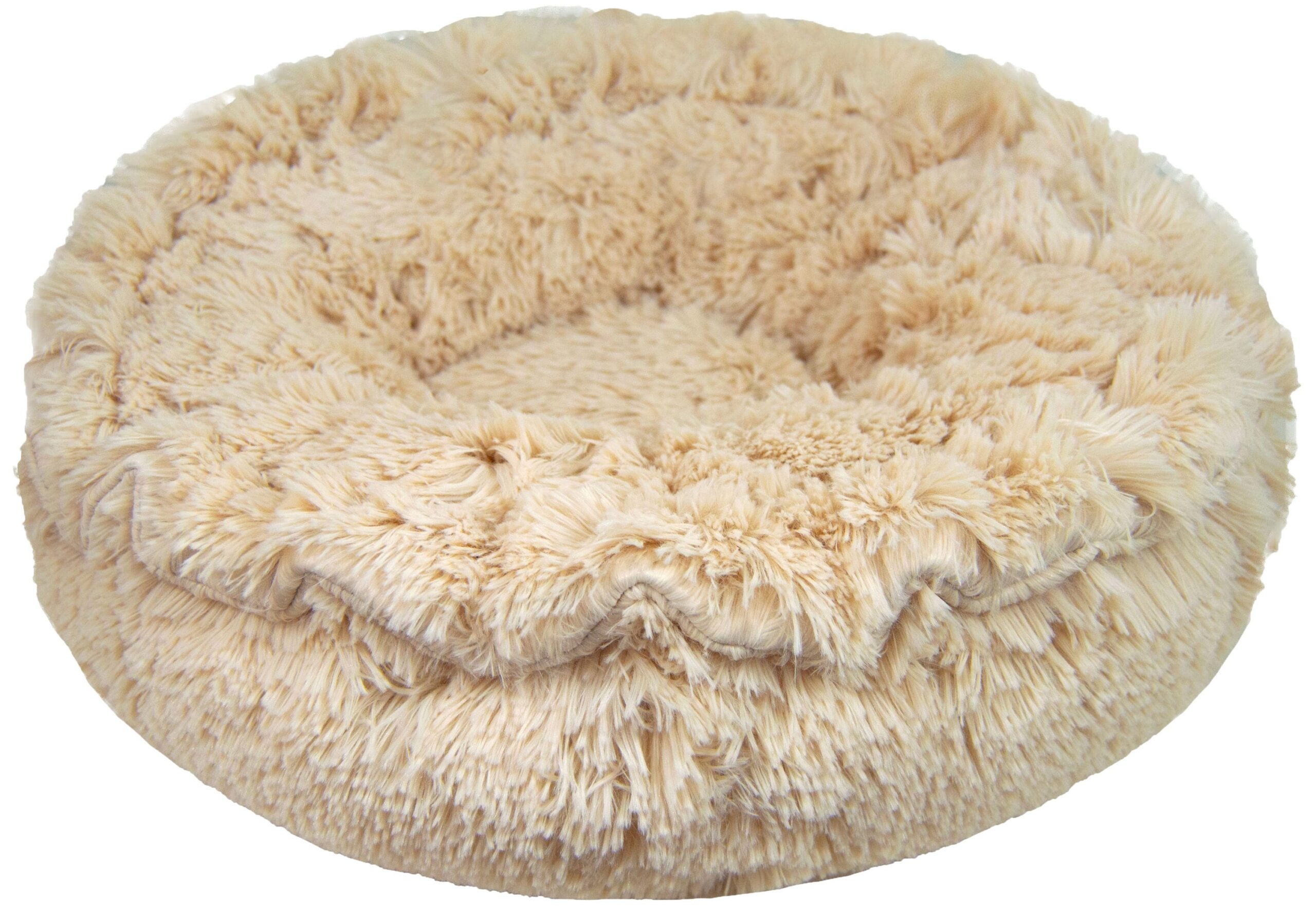 Bessie and Barnie Round Gold Polyester Pillow Dog Bed (Small)