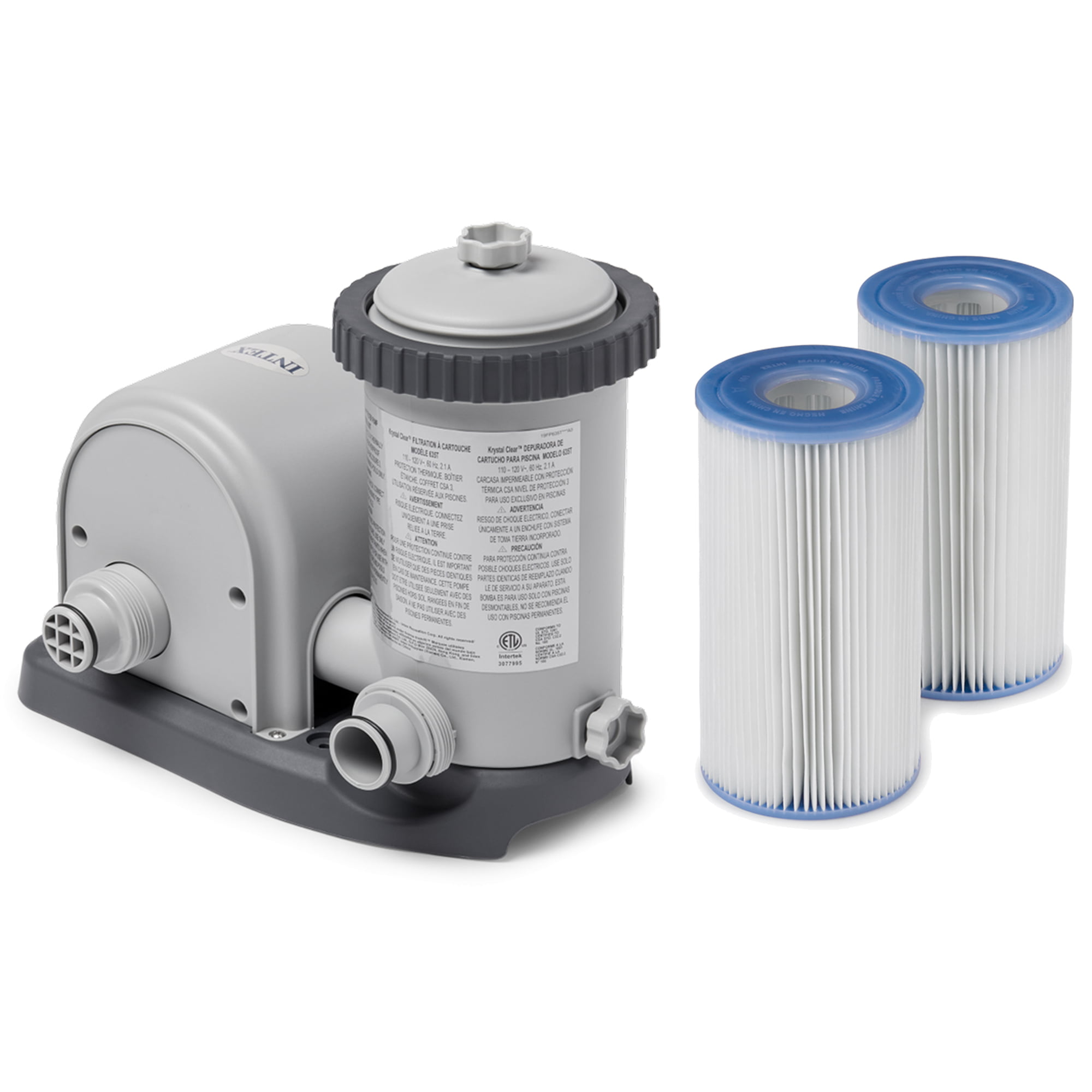 Intex 1500 GPH Easy Set Pool Filter Pump & Type A or C Cartridge (2 Pack)
