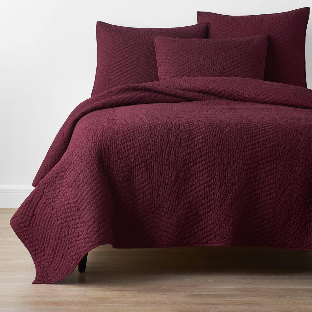 The Company Store  Company Cotton Merlot Solid Twin Quilt - Merlot