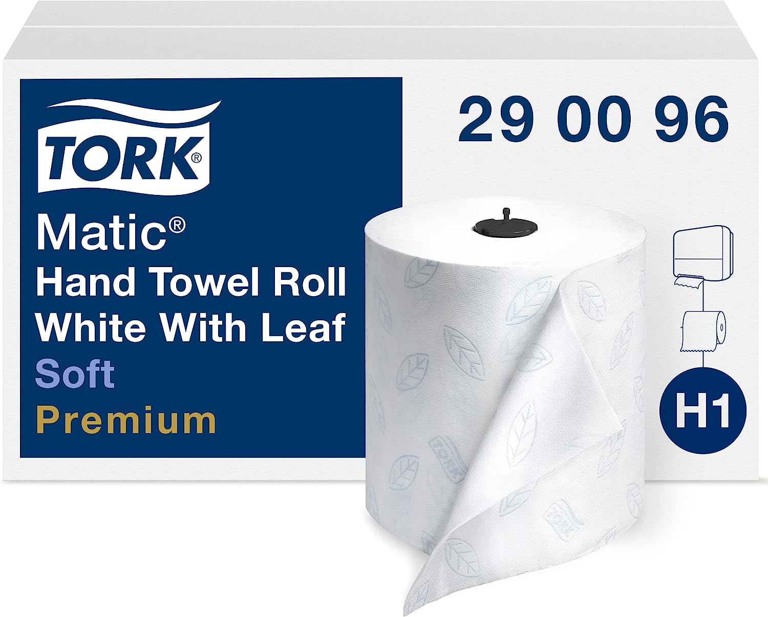 Tork Matic Soft Hand Towel Roll. White. Premium. H1. Quick-Absorbing. Long-Lasting. Thick 2-Ply. 6 Rolls x 575 ft. 290096