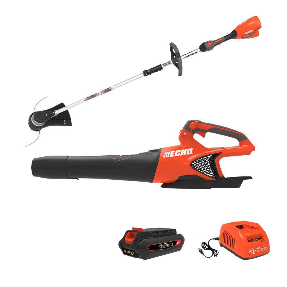ECHO DCP-BVRVS1B eFORCE 56V Cordless Battery Combo Kit 2-Tools. 16 in String Trimmer. 151 MPH. 526 CFM Blower w/2.5Ah Battery and Charger