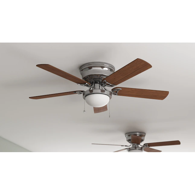 Harbor Breeze  Armitage 52-in Brushed Nickel LED Indoor Flush Mount Ceiling Fan with Light (5-Blade)
